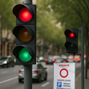 Semáforos en la vía urbanas de Barcelona
